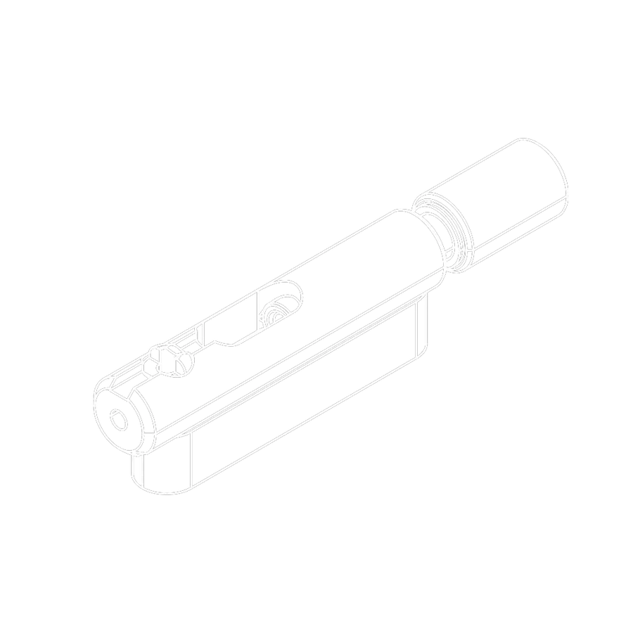 Line drawing of a TAN bridge piece with its ball-bearing tuner and top lock